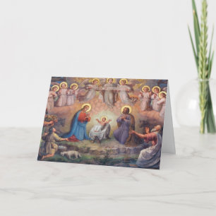 Weihnachtsgeburt Engel Heilige Familie Hirten Karte