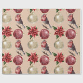 Weihnachtsgeburt Poinsettias Ornaments XMas Geschenkpapier (Flach)