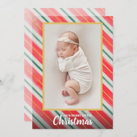 Weihnachtsgeburten-Foto - Geburtshinweise Feiertagskarte (Vorne/Hinten)