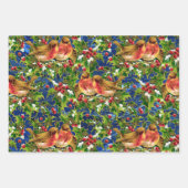 Weihnachtsgeburten Holly Imitate Gold Muster Geschenkpapier Set (Vorderseite 2)