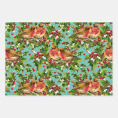 Weihnachtsgeburten Holly Imitate Gold Muster Geschenkpapier Set (Vorderseite 2)