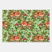 Weihnachtsgeburten Holly Imitate Gold Muster Geschenkpapier Set (Vorderseite 2)