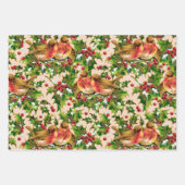 Weihnachtsgeburten Holly Imitate Gold Muster Geschenkpapier Set (Vorderseite 2)