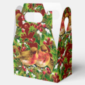 Weihnachtsgeburten Holly Imitate Gold Muster Geschenkschachtel (Geöffnet)