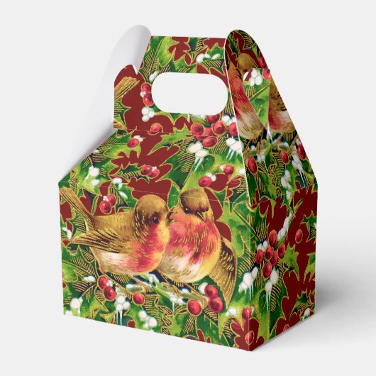 Weihnachtsgeburten Holly Imitate Gold Muster Geschenkschachtel (Vorderseite)