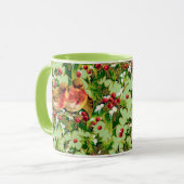 Weihnachtsgeburten Holly Imitate Gold Muster Tasse (Vorderseite Links)