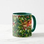 Weihnachtsgeburten Holly Imitate Gold Muster Tasse (VorderseiteRechts)