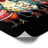 Weihnachtsgeburten-Hühner-Hat Lights Farm Animal Poster (Ecke)