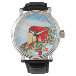 Weihnachtsgeburten im Schnee und Männer in der Rot Armbanduhr