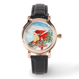 Weihnachtsgeburten im Schnee und Rote Post Box Fra Armbanduhr