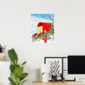 Weihnachtsgeburten im Winter und eine rote Postbox Poster (Heimbüro)