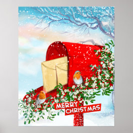 Weihnachtsgeburten im Winter und eine rote Postbox Poster