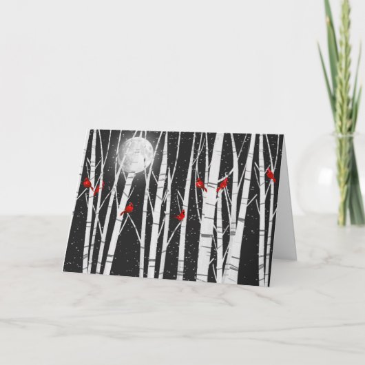 Weihnachtsgeburten in Birkenbäumen zum Kardinal Karte (Vorderseite)