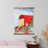 Weihnachtsgeburten Rote Post Box Schnee Winter Wandteppich Mit Holzrahmen (Schlafzimmer)