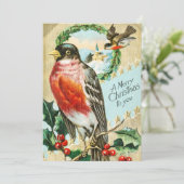 Weihnachtsgeburten und Holly-Winter-Schnee Feiertagskarte (Stehend Vorderseite)