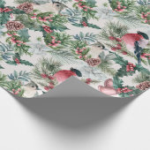 Weihnachtsgeburten und Pinien Blumenmuster Geschenkpapier (Ecke)