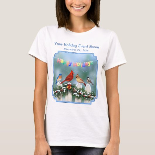 Weihnachtsgeburten & Weihnachtsgarland T-Shirt (Vorderseite)