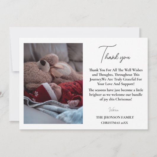 Weihnachtsgeburtsankündigung & Dankeschön-Karte Einladung (Rückseite)