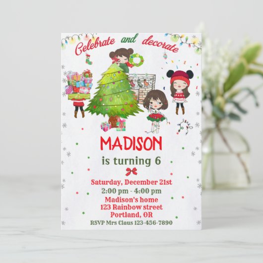 Weihnachtsgeburtseinladung Weihnachtsfest Party Einladung (Stehend Vorderseite)