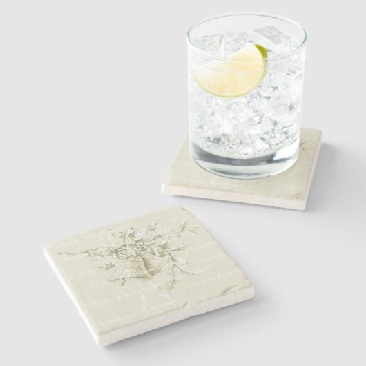 Weihnachtsgeburtspasseln neutral steinuntersetzer (Seitenansicht)