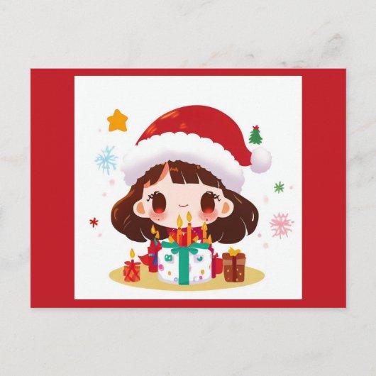 Weihnachtsgeburtstag 2 postkarte (Vorderseite)