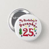 Weihnachtsgeburtstag Button (Vorne & Hinten)