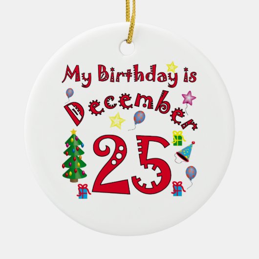 Weihnachtsgeburtstag Keramik Ornament (Vorne)
