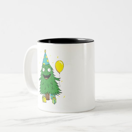 Weihnachtsgeburtstags-Baum Zweifarbige Tasse (Vorderseite Links)