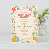 Weihnachtsgeburtstagsgeschmack Einladung (Stehend Vorderseite)