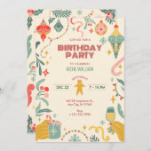 Weihnachtsgeburtstagsgeschmack Einladung (Vorne/Hinten)