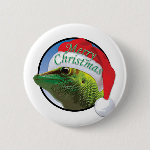 WeihnachtsGecko - Standard, 2 ¼ Zoll-runder Knopf Button