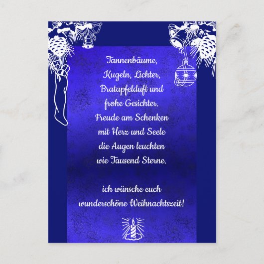 Weihnachtsgedicht Deutsch , Text hinzufügen Postkarte (Vorderseite)