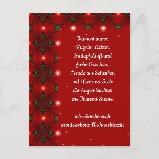 Weihnachtsgedicht Deutsch , Text hinzufügen Postkarte (Vorderseite)