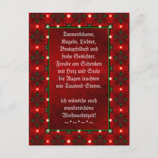 Weihnachtsgedicht Deutsch , Text hinzufügen Postkarte (Vorderseite)