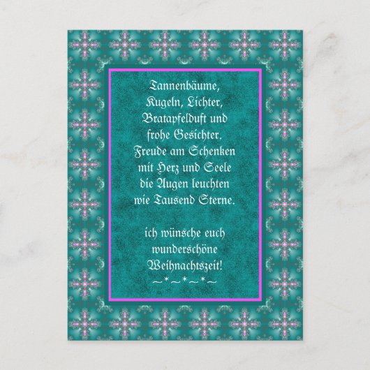 Weihnachtsgedicht Deutsch , Text hinzufügen Postkarte (Vorderseite)