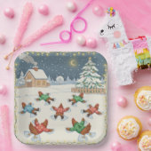Weihnachtsgeflügel in Bewegung, Pappteller (Party)