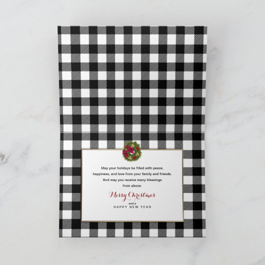 Weihnachtsgeheimnis Pal Schwarz-weißer Karierter K Karte (Innenseite)