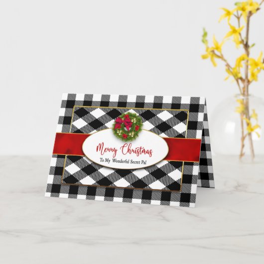 Weihnachtsgeheimnis Pal Schwarz-weißer Karierter K Karte (Gelbe Blume)