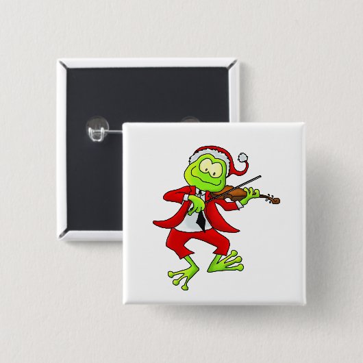 Weihnachtsgeigen-Frosch Button (Vorne & Hinten)