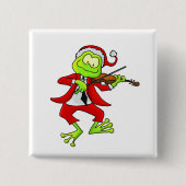 Weihnachtsgeigen-Frosch Button (Vorderseite)