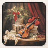 Weihnachtsgeigenmusik Rechteckiger Pappuntersetzer (Vorderseite)
