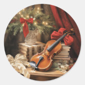 Weihnachtsgeigenmusik Runder Aufkleber (Vorderseite)