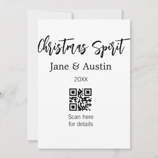 Weihnachtsgeist Ehepaar Name QR Scan Datum Einladung (Vorderseite)