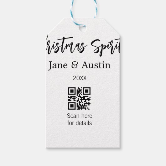 Weihnachtsgeist Ehepaar Name QR Scan Datum Geschenkanhänger (Vorderseite)