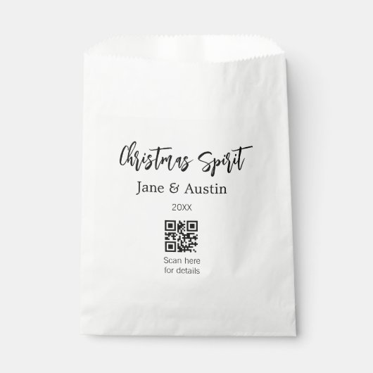 Weihnachtsgeist Ehepaar Name QR Scan Datum Geschenktütchen (Vorderseite)