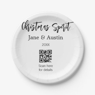 Weihnachtsgeist Ehepaar Name QR Scan Datum Pappteller