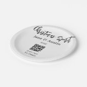 Weihnachtsgeist Ehepaar Name QR Scan Datum Pappteller (Schrägansicht)