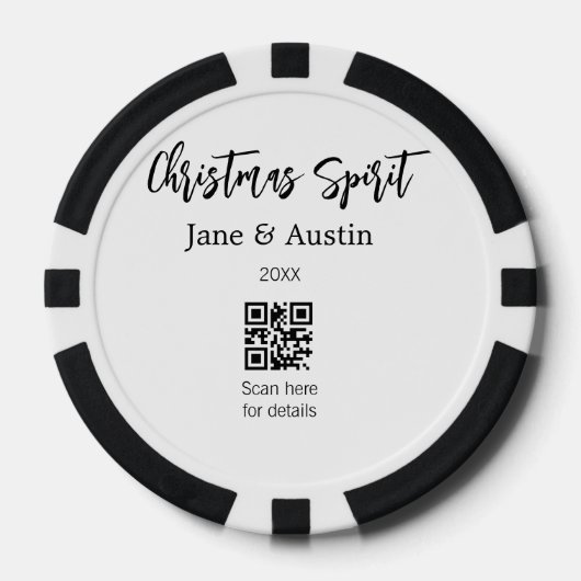 Weihnachtsgeist Ehepaar Name QR Scan Datum Pokerchips (Vorderseite)