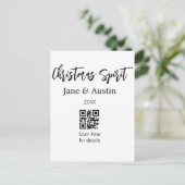 Weihnachtsgeist Ehepaar Name QR Scan Datum Postkarte (Stehend Vorderseite)