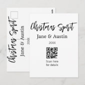 Weihnachtsgeist Ehepaar Name QR Scan Datum Postkarte (Vorne/Hinten)